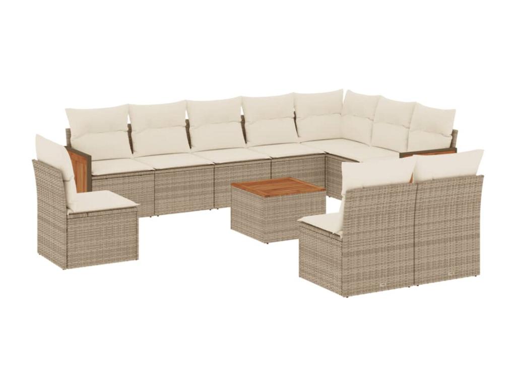 Salon de jardin 11 pcs avec coussins beige résine tressée 29452GGCL