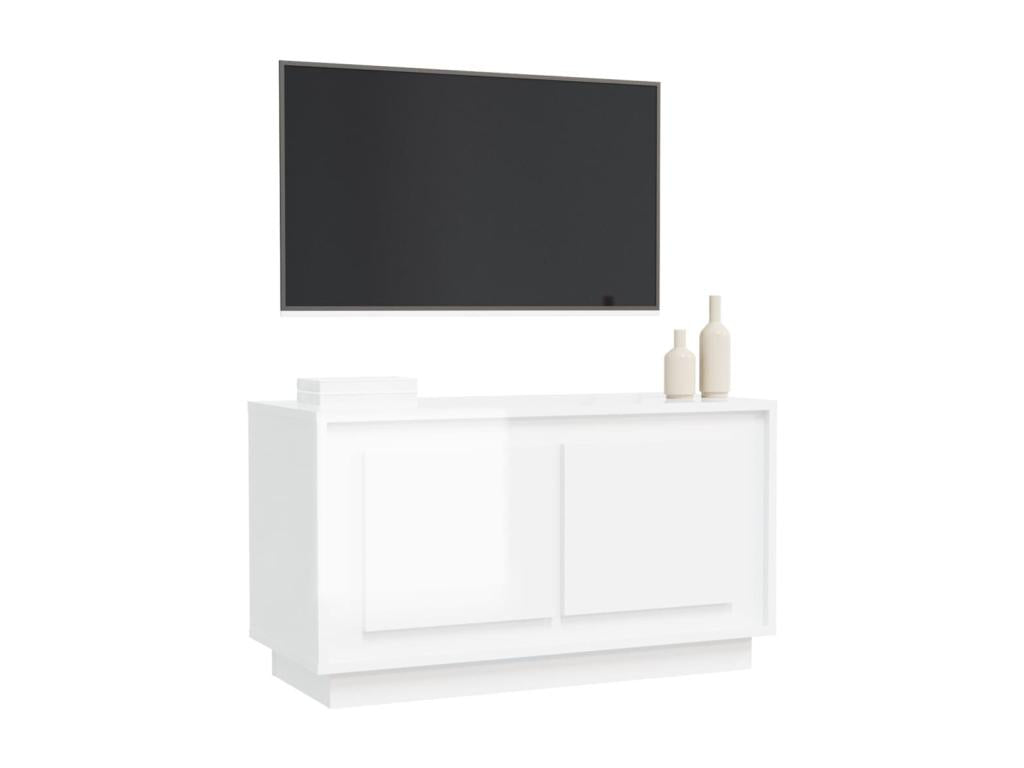 Meuble TV blanc brillant 80x35x45 cm bois d'ingénierie 79363NPGZ