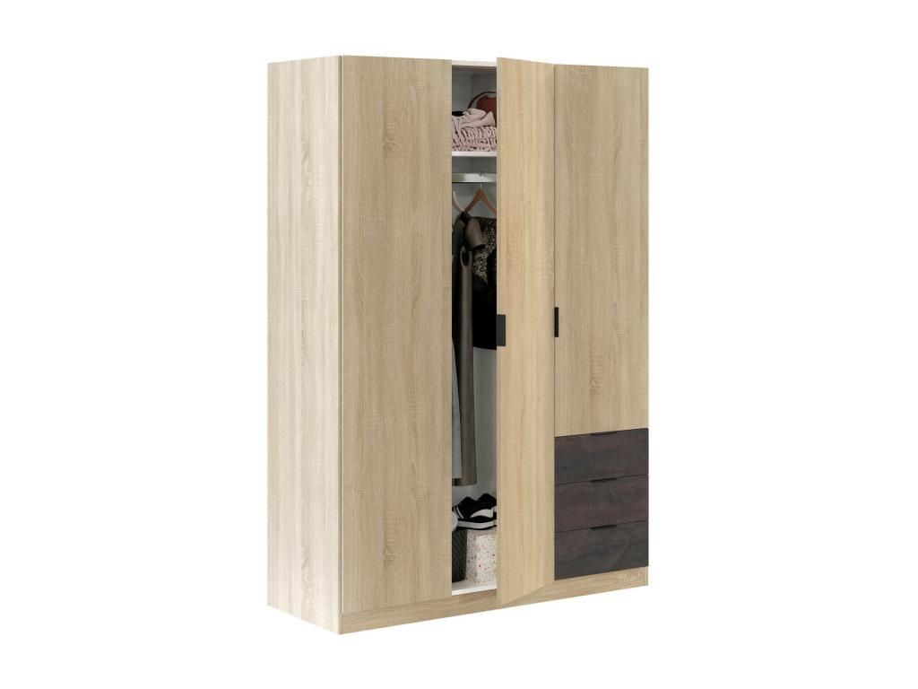 Armoire Artvivrestore Armoire de chambre avec 3 portes et 3 tiroirs Armoire avec penderie et 3 étagères 121x52h180 cm Chêne et Artvivrestore 22458SZIM