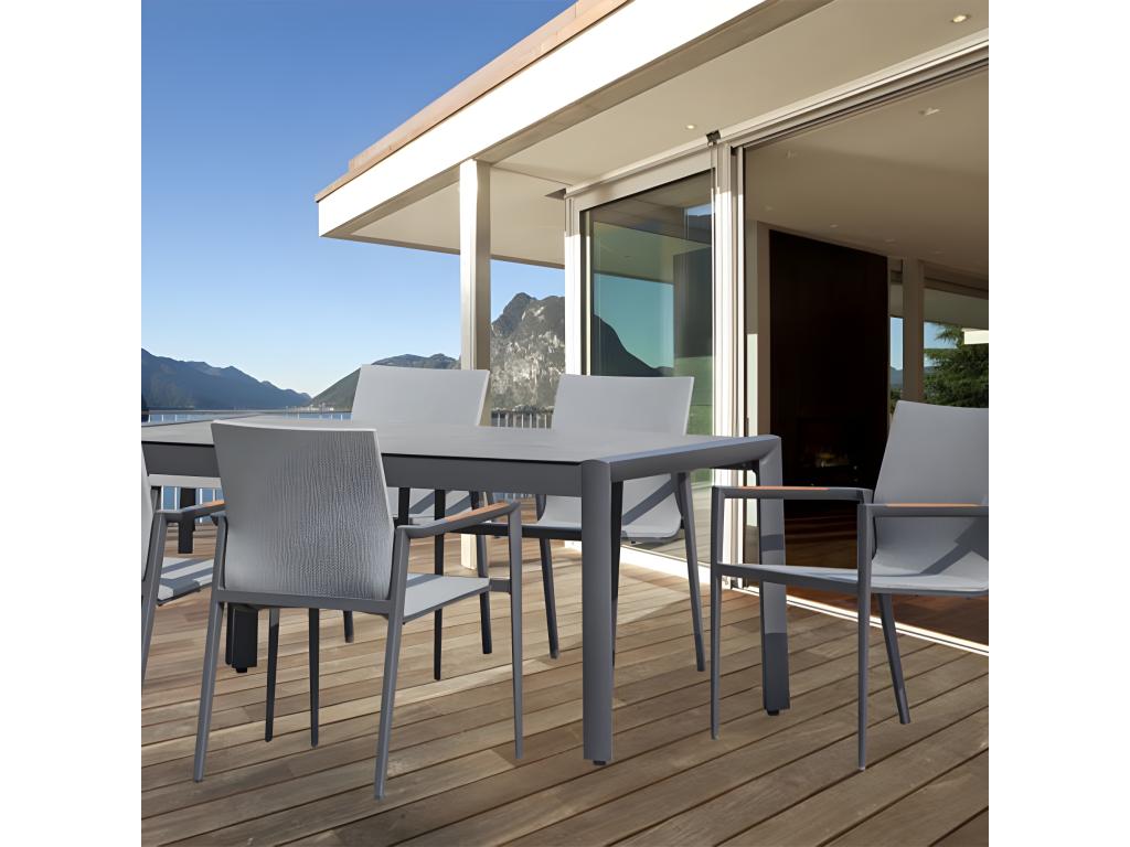 Table de jardin plateau verre trempé pour 6 convives - Artvivrestore 78801EQJT