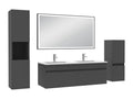 Meuble double vasque 120cm avec colonne et miroir lumineux 3 couleurs et dimmable anthracite 96820AQFG