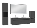 Meuble double vasque 120cm avec colonne et miroir lumineux 3 couleurs et dimmable anthracite 96820AQFG