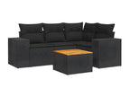 Salon de jardin 5 pcs avec coussins noir résine tressée 57947KYRR