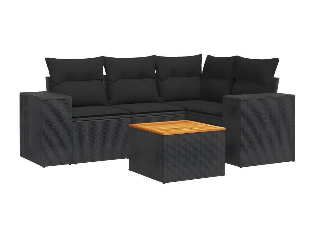 Salon de jardin 5 pcs avec coussins noir résine tressée 57947KYRR