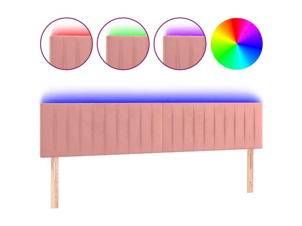 Tête de lit à LED Rose 200x5x78/88 cm Velours 74458XAOF