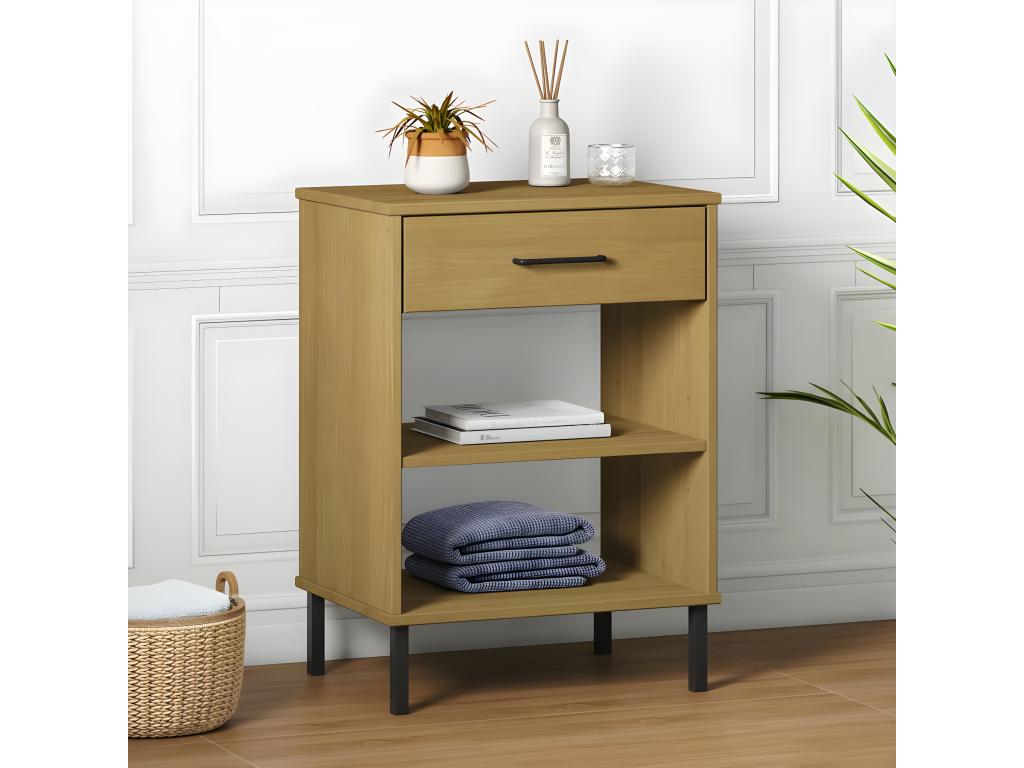 Armoire console avec pieds en métal Marron Bois pin massif Calmetop 17924OOMW