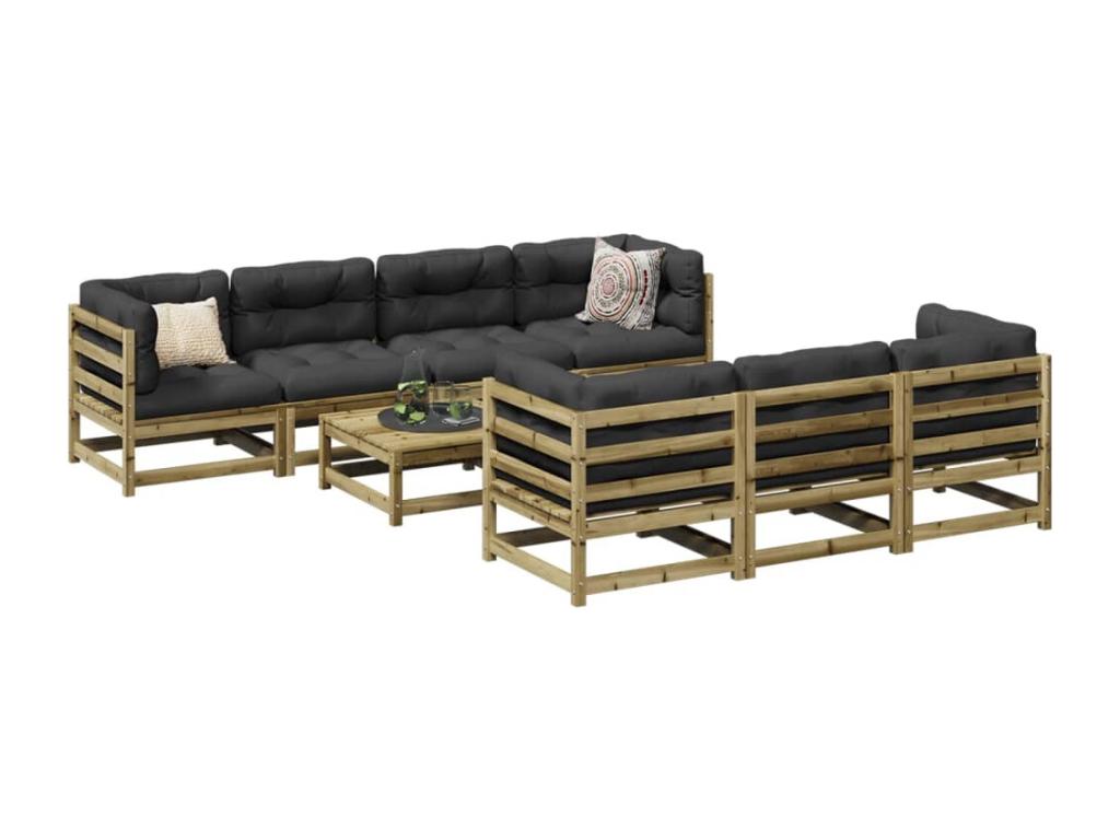 Salon de jardin 8 pcs bois de pin imprégné 92695KUZW
