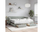 Lit de jour avec gigogne et tiroirs gris clair 80x200cm velours 83508VLHH