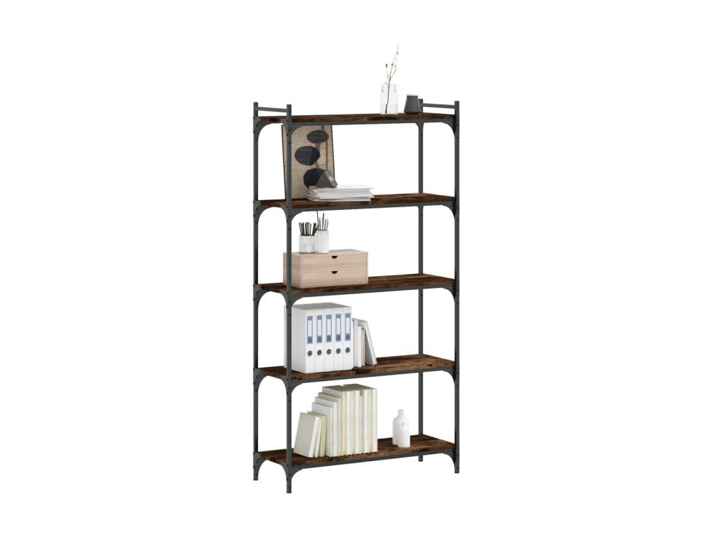 Bibliothèque 5 niveaux chêne fumé 80x30x154cm bois d'ingénierie 54526HVDV