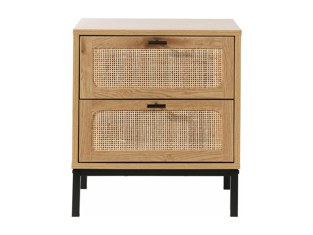 Chevet 2 Tiroirs avec Cannage Rotin H51cm - Calmetop 96710KJYA