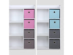 Meuble de rangement pour enfant- blanc - Artvivrestore - avec 7 compartiments et 4 paniers gris et bleus 37208CUJB