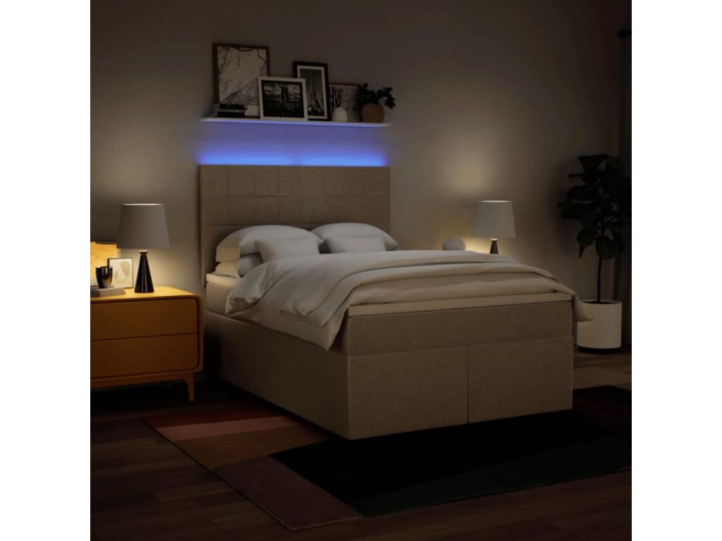 Sommier à Calmetop de lit avec matelas Crème 140x200 cm Tissu 36758GPVV