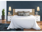Ensemble chambre à coucher tête de lit 2 tables chevets coloris blanc chêne Calmetop 03925KSRL