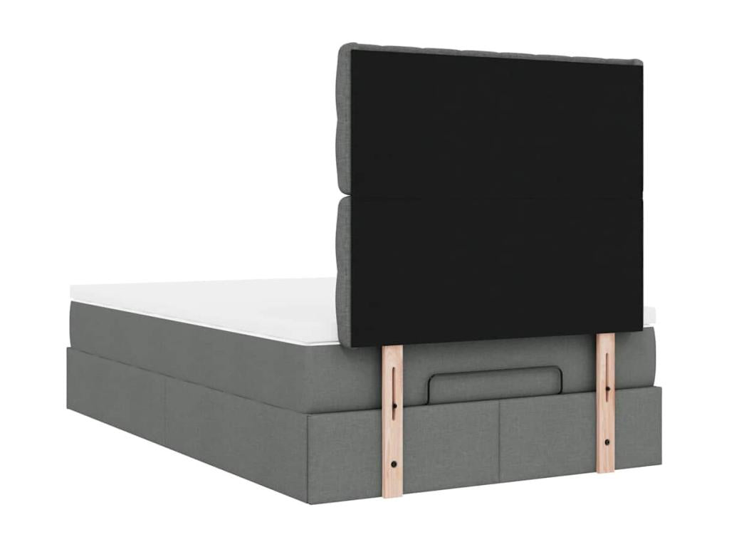 Cadre de lit ottoman avec matelas gris foncé 120x190 cm tissu 94224ZSNP