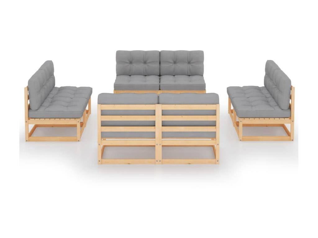 Salon de jardin 8 pcs avec coussins Bois de pin massif 34 21399MKDP