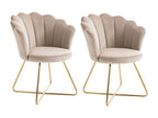 Lot de 2 chaises en velours et métal - Beige et doré - Calmetop II 62496VIAI