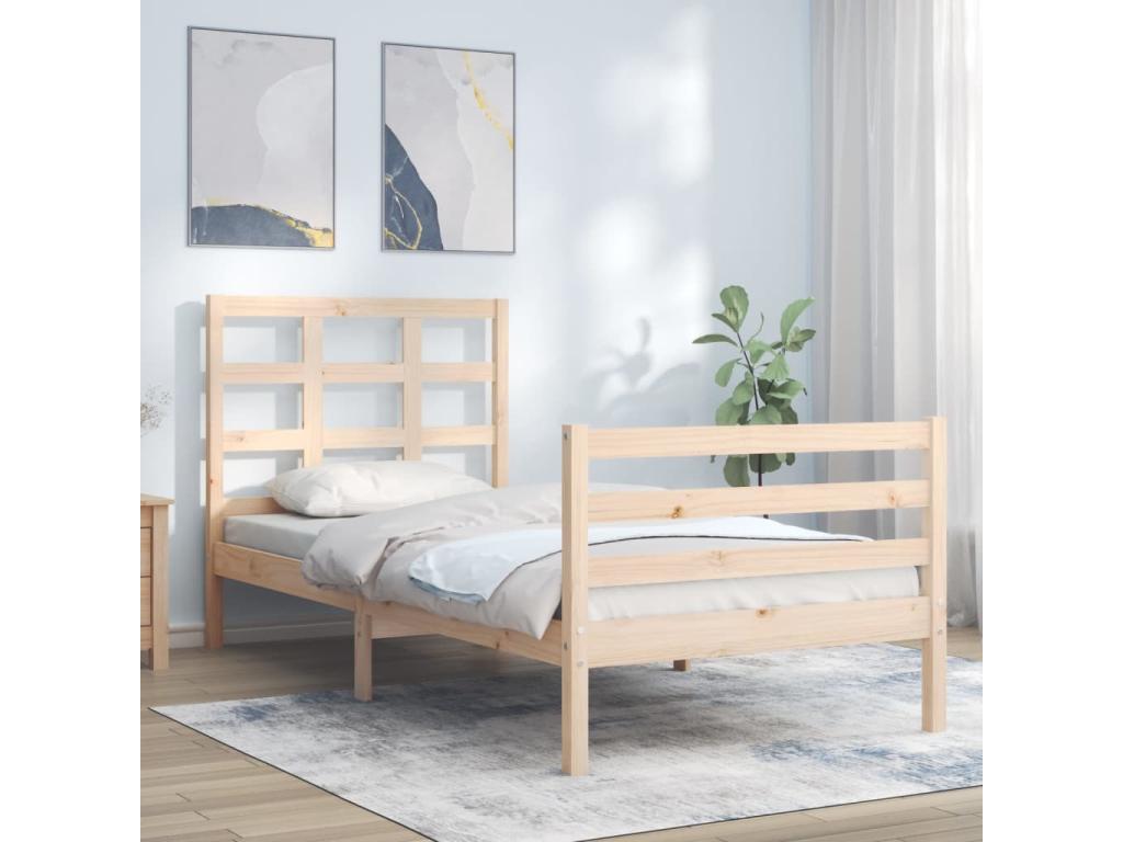 Cadre de lit avec tête de lit petit simple bois massif 35029RXEQ