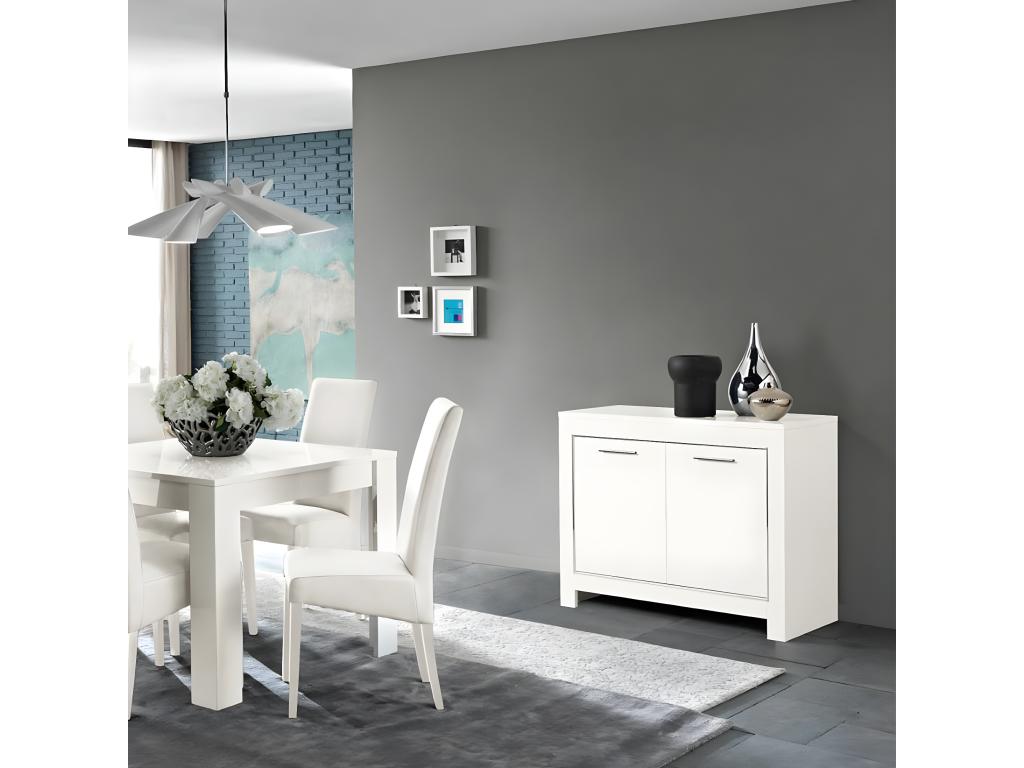 Calmetop - Buffet 2 Portes L112cm Laqué Blanc Brillant 82669AFYY