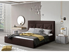 Lit double rembourré en tissu Calmetop-Couleur Marron-160x200-Version coffre de rangement 71787JKKQ