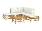 Salon de jardin 6 pcs avec coussins blanc crème Calmetop 95989JHYL