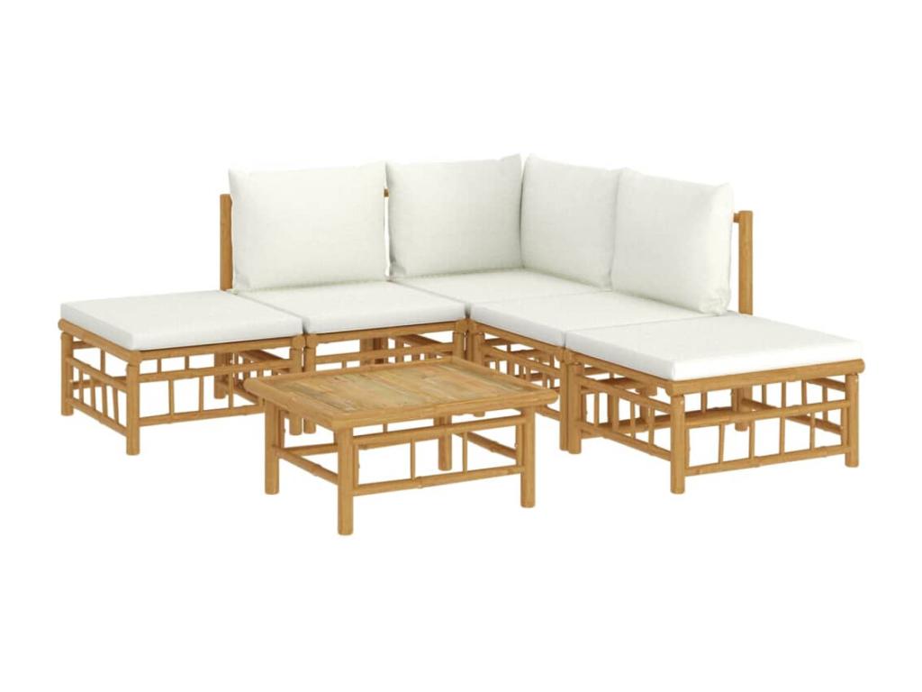 Salon de jardin 6 pcs avec coussins blanc crème Calmetop 95989JHYL