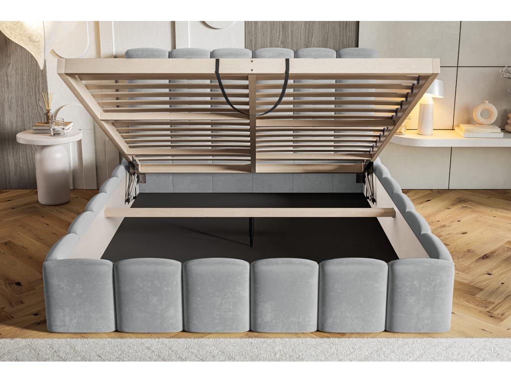 Calmetop Lit Rembourré 180x200 cm avec Rangement Calmetop - Lit Double 180x200 tissu bouclé Noir Anthology 19 27528KLNG