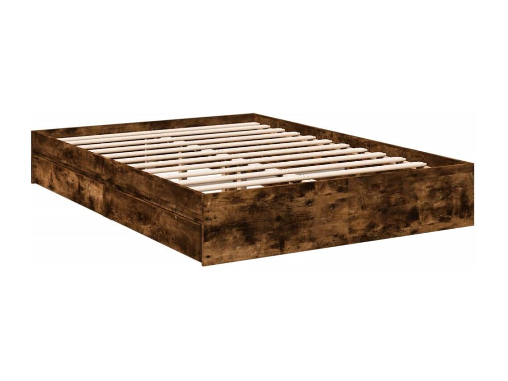 Cadre de lit avec tiroirs sans matelas chêne fumé 120x190 cm 44504WFVO