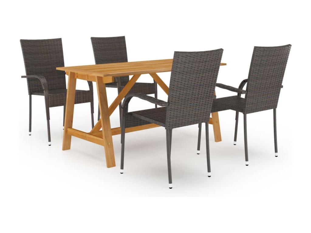 Ensemble de salle à marron 55,5x53,5x95 cm 02 0013813 03750PYWR