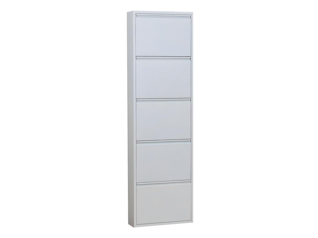 Calmetop Armoire à chaussures à 5 rabats/portes en métal blanc. 53742ATSW