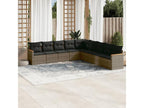 Salon de jardin 9 pièces avec coussins gris résine tressée 32848VABU