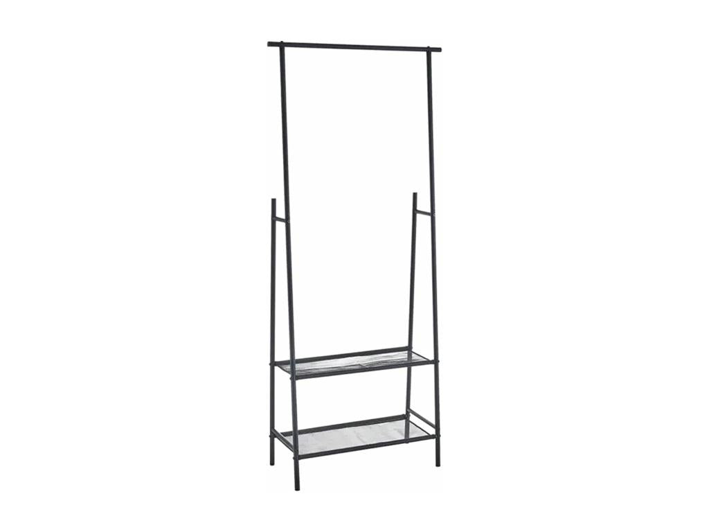 Porte-manteau portant à vêtement avec 2 étagères coloris noir - Longueur 70.50 x Profondeur 30.50 x Hauteur 165 cm 44491KBVG