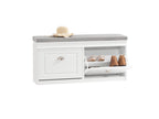 Banc de Rangement à Chaussures Meuble d'entrée avec Coussin FSR64-W 66897VKJG