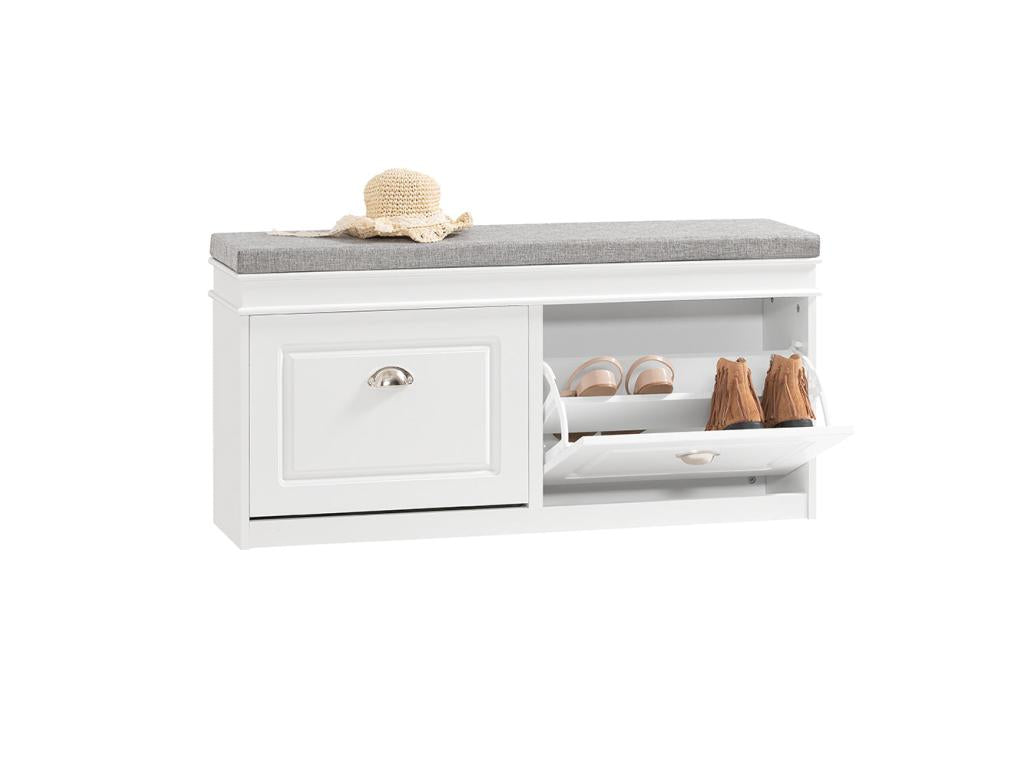 Banc de Rangement à Chaussures Meuble d'entrée avec Coussin FSR64-W 66897VKJG
