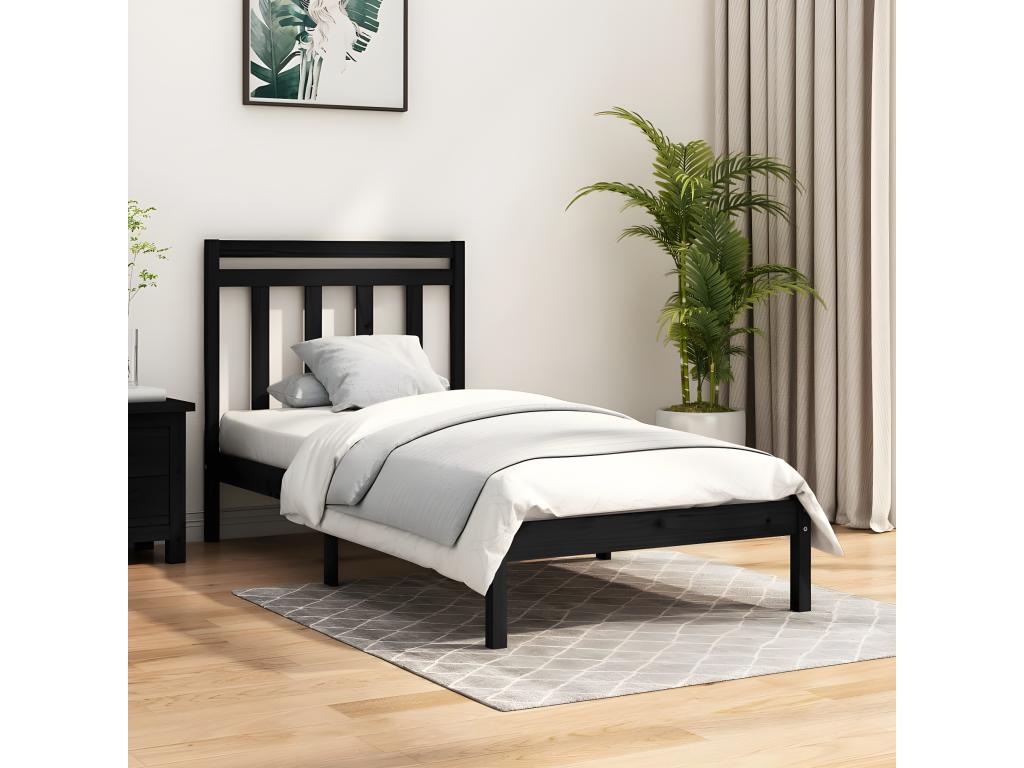 Cadre de lit sans matelas noir 100x200 cm bois massif 40568DRAY