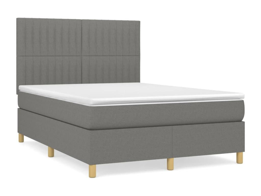 Lit à sommier tapissier avec matelas Gris foncé 140x200cm Tissu 40033PYWM