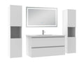 Ensemble meubles Salle de Bain 100cm avec colonne et miroir lumineux 3 couleurs et dimmable blanc 23012RSUA