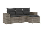 Salon de jardin 4 pièces avec coussins gris résine tressée 30366OTTC