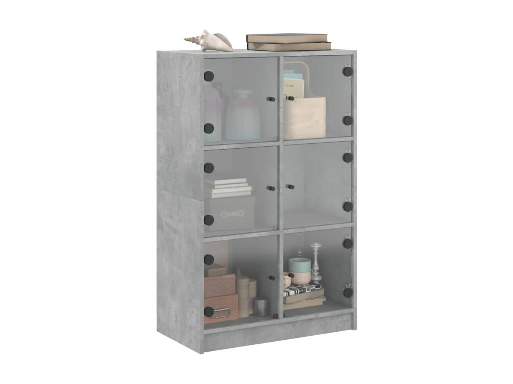 Buffet haut avec portes gris béton 68x37x109 cm bois ingénierie 94018ZYSD