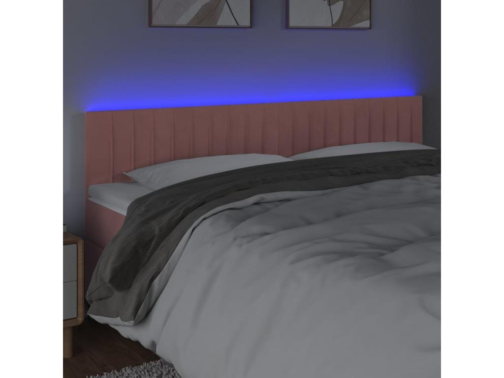 Tête de lit à LED Rose 200x5x78/88 cm Velours 74458XAOF