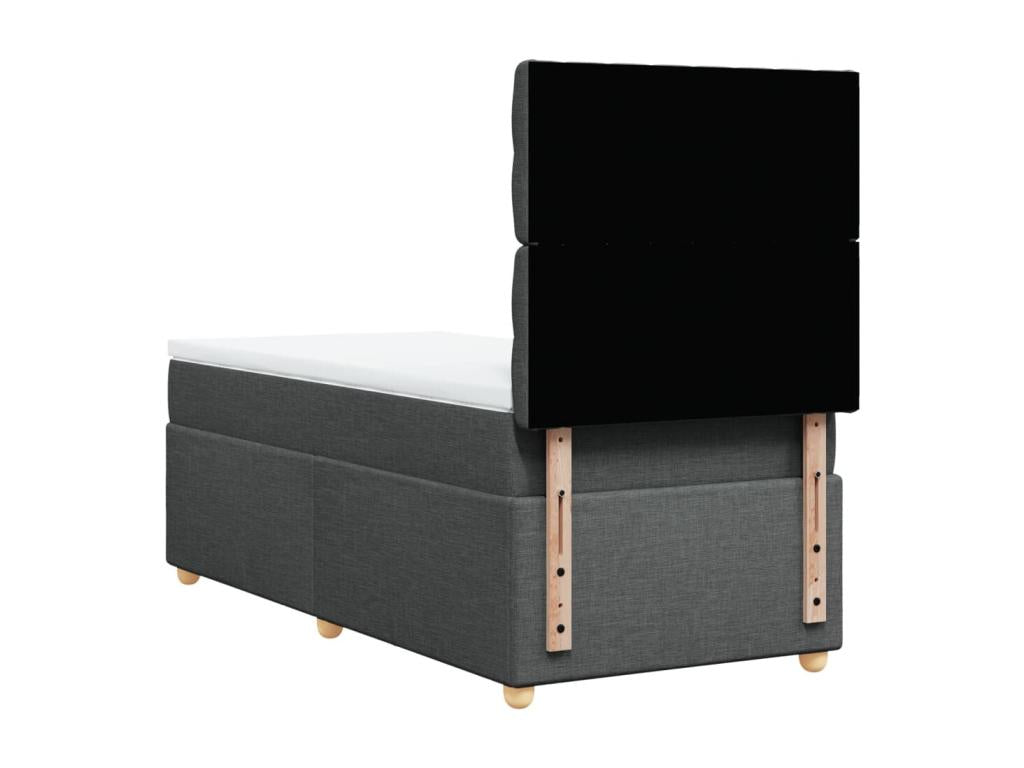 Sommier à Calmetop de lit avec matelas Gris foncé 90x200 cm Tissu 12286UZVW