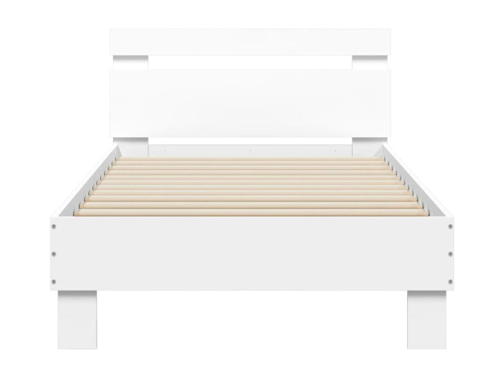 Cadre de lit avec tête de lit blanc 75x190 cm bois d'ingénierie 90281ZLCT