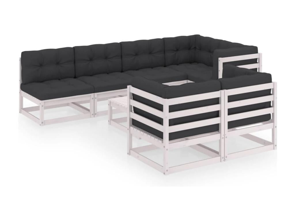 Salon de jardin 8 pcs avec coussins Bois de pin massif 13608KSKX