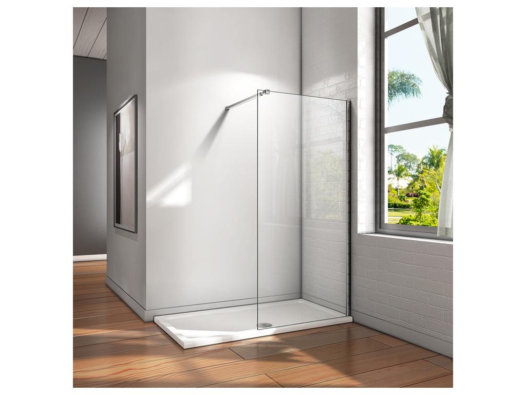 Paroi de douche fixe à l'italienne 100x200cm - 10mm verre trempé anticalcaire - Avec barre de fixation 73-120cm en carré 78632JDPI