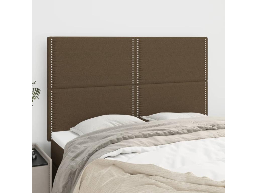 Tête de lit 4 pièces Marron foncé 72x5x78/88 cm Tissu 98561QSTH
