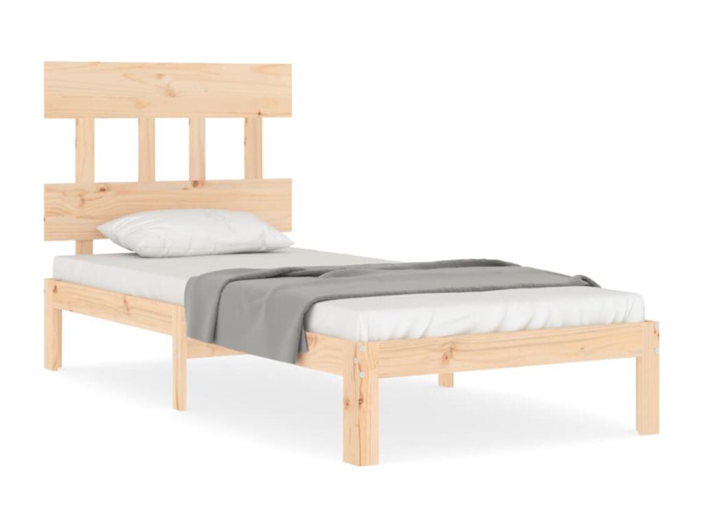 Cadre de lit avec tête de lit simple bois massif 76347DGDZ