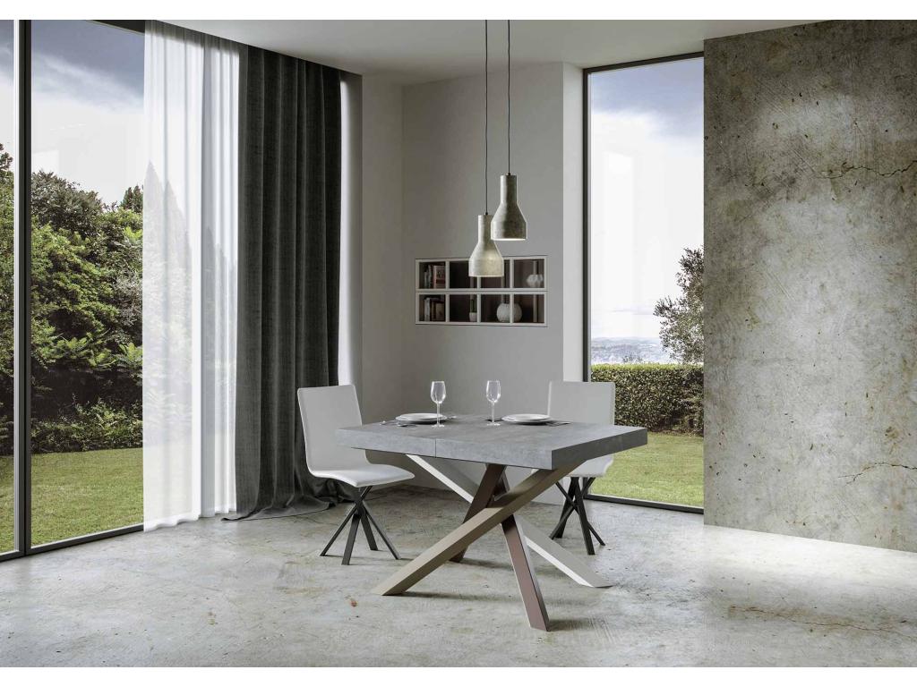 Table extensible 90x130/390 cm Calmetop Gris Béton cadre 4/C 88761CUPH