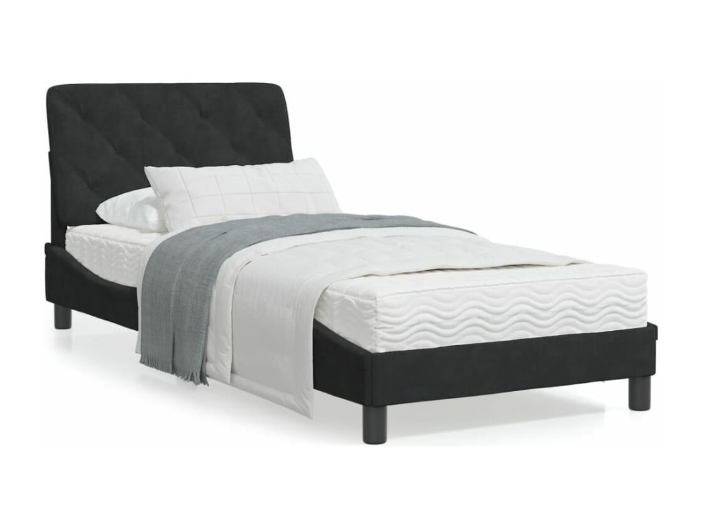 Lit avec matelas noir 80x200 cm velours 53828KPVA