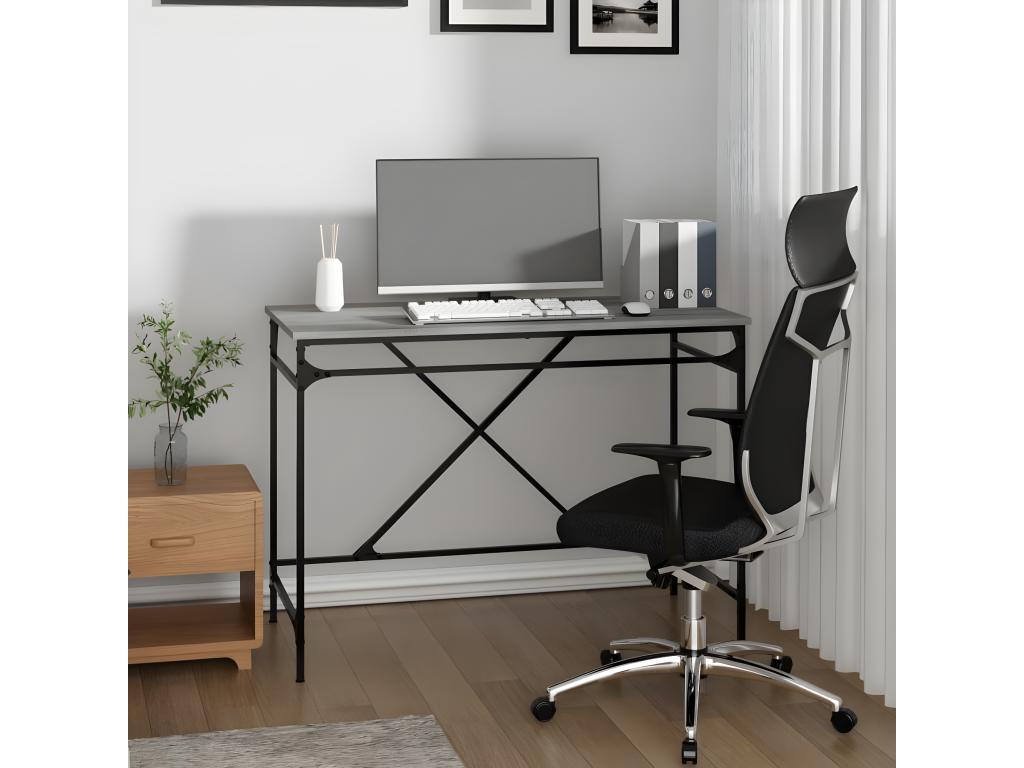 Bureau Calmetop gris 100x50x75 cm bois d'ingénierie et fer 50378URFP