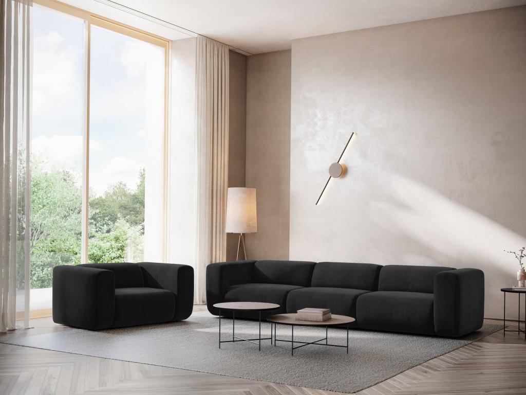 Module avec accoudoirs gauche en tissu chenille - noir - Artvivrestore 97760FPLE