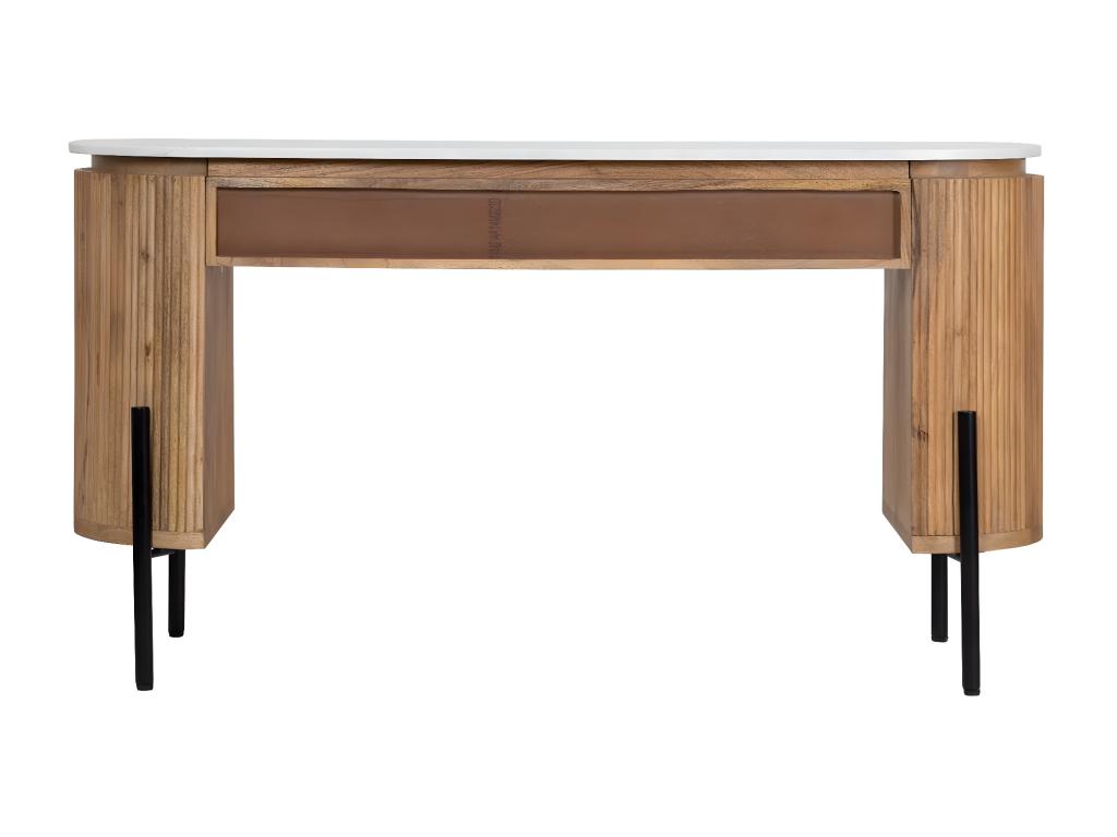 Bureau 2 tiroirs plateau marbre blanc - Manguier Kfir II 57248ZTJN